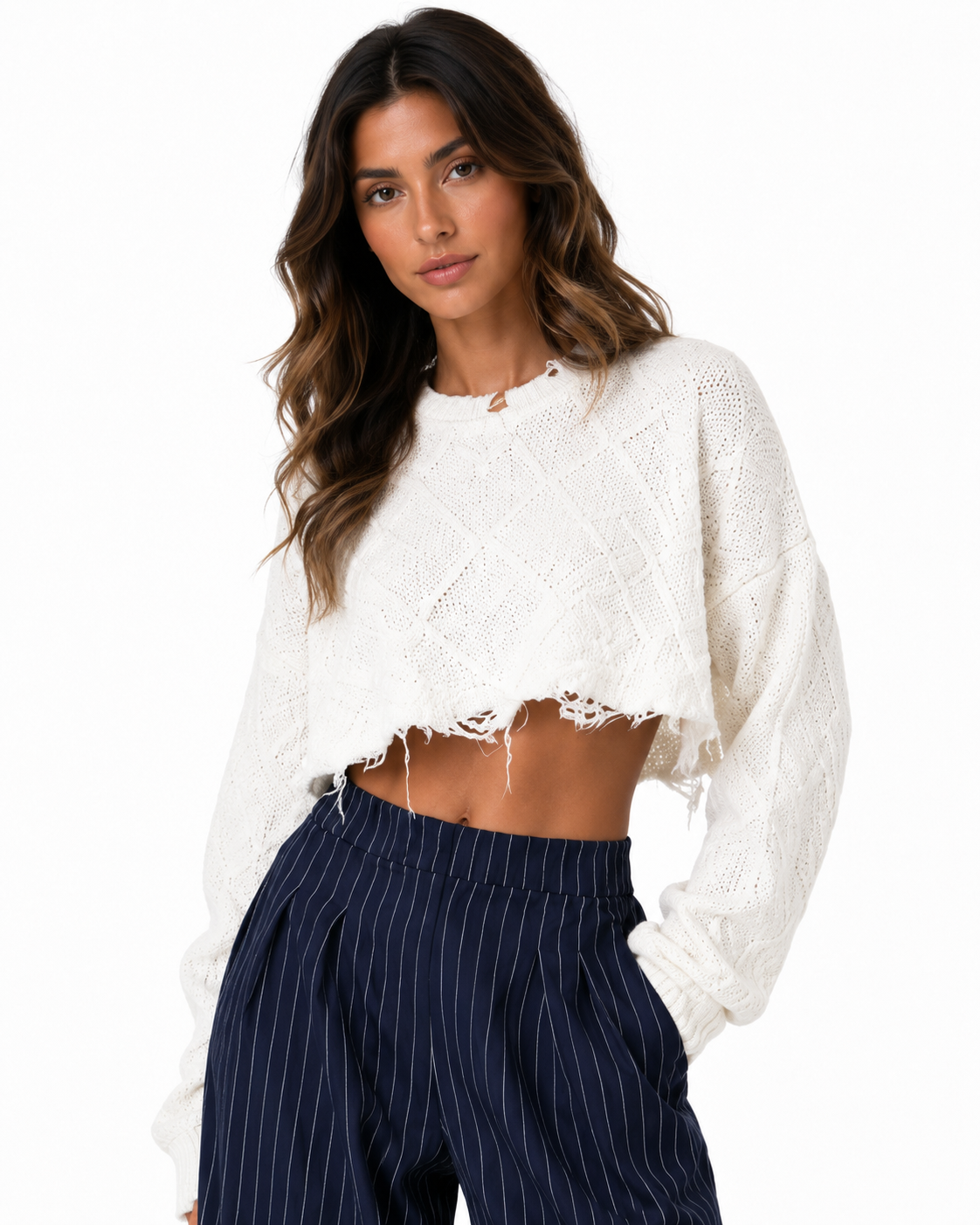 Pantalón ancho a rayas Mar