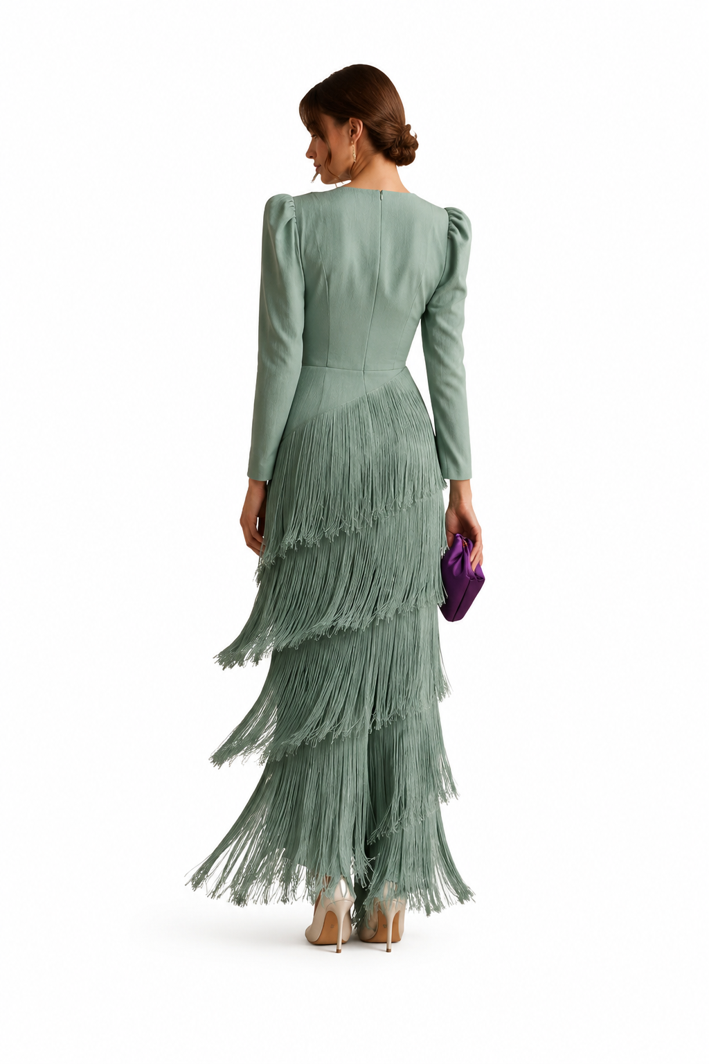 Vestido midi con flecos Alessia
