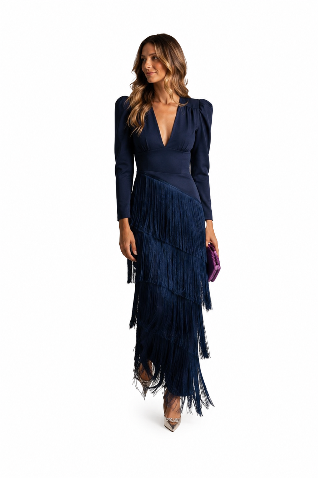 Vestido midi con flecos Alessia