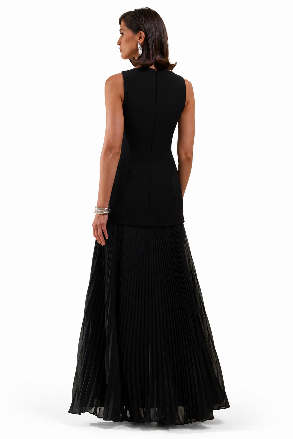 Hadley | Vestido Largo Negro Con Escote Barco Y Cintura Baja