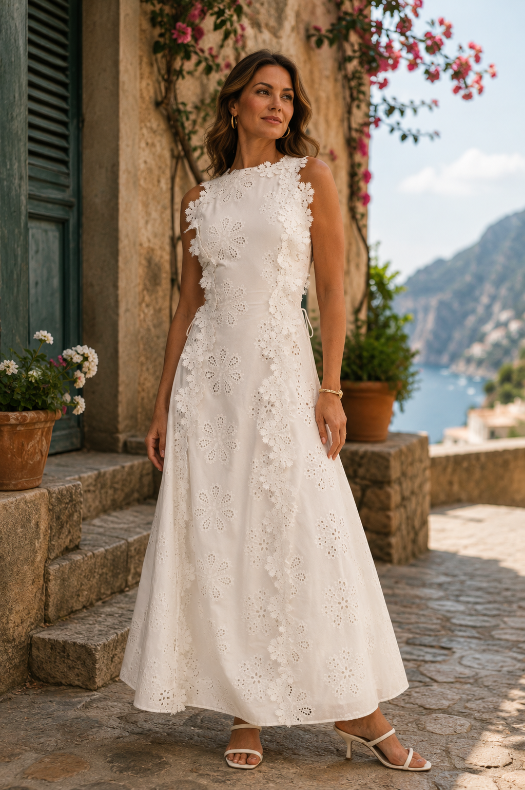 Vestido largo bordado Della