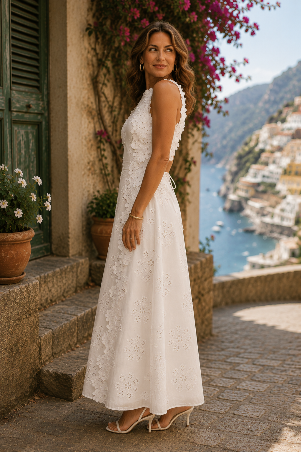 Vestido largo bordado Della