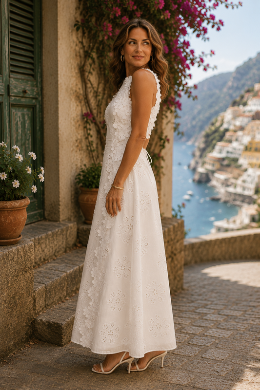 Vestido largo bordado Della
