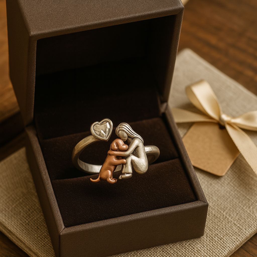 Anillo de corazón con circonita para amantes de perros