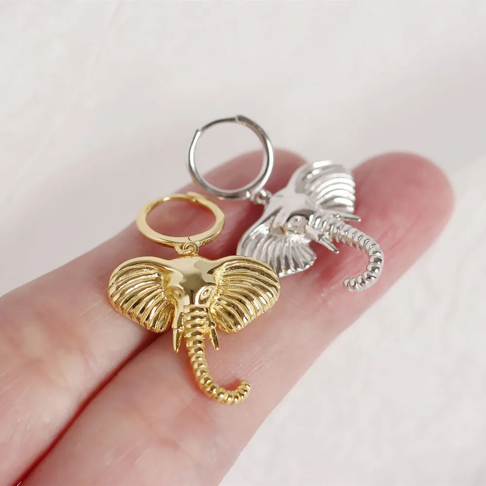 Pendientes de aro con elefante