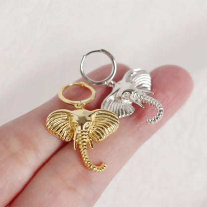 Pendientes de aro con elefante