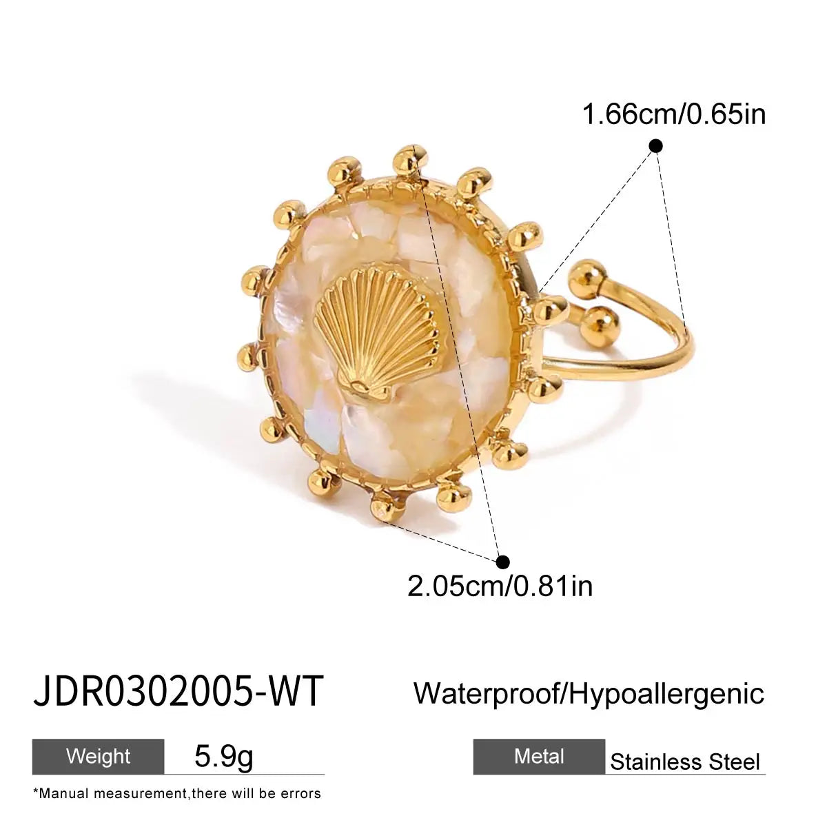 Anillo de concha y estrella de mar
