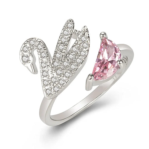 Anillo de cisne en cristal, ajustable
