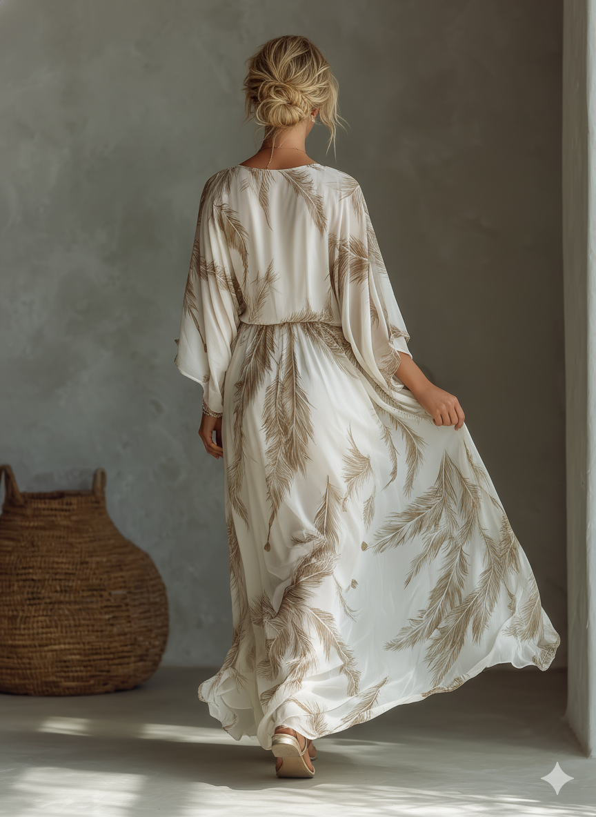 Vestido largo de gasa con estampado | Arancha