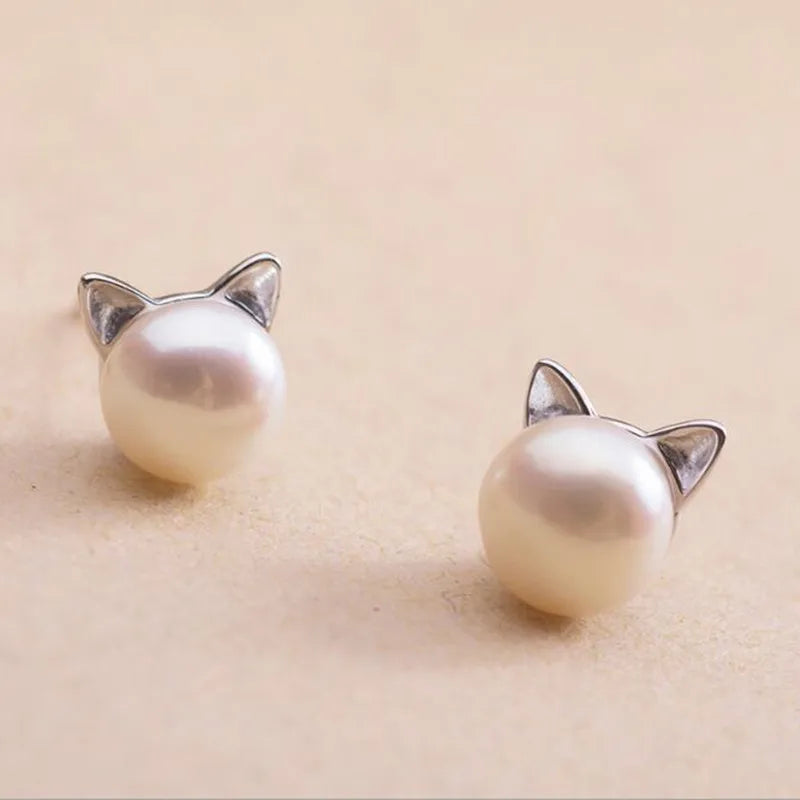 Pendientes de gato en plata de ley