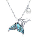 Collar océano con cola de ballena en perlas