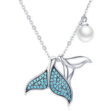 Collar océano con cola de ballena en perlas
