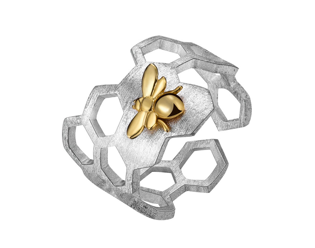 Anillo de panal chapado en oro