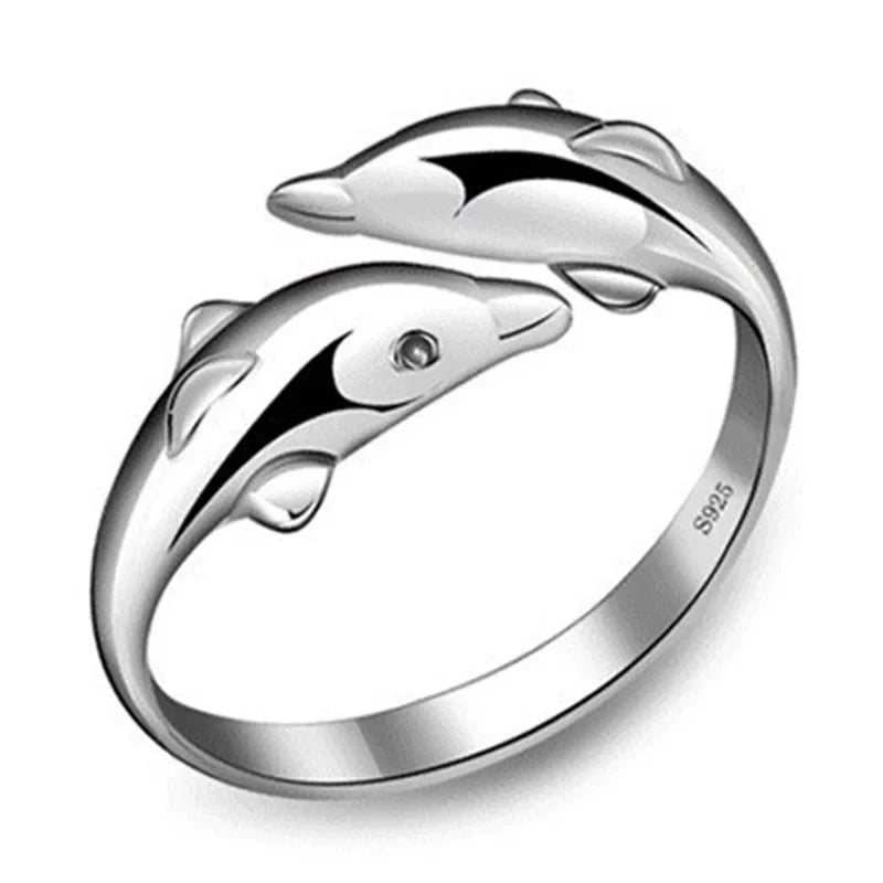 Conjunto de joyería de delfines en plata de ley
