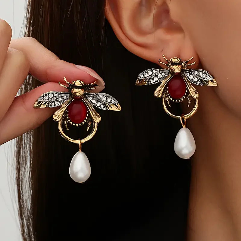 Pendientes vintage de abeja