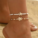 Conjunto de tobilleras estrella de mar y tortuga