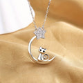 Collar de silueta de gato y estrellas en plata de ley