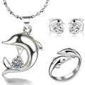 Conjunto de joyería de delfines en plata de ley