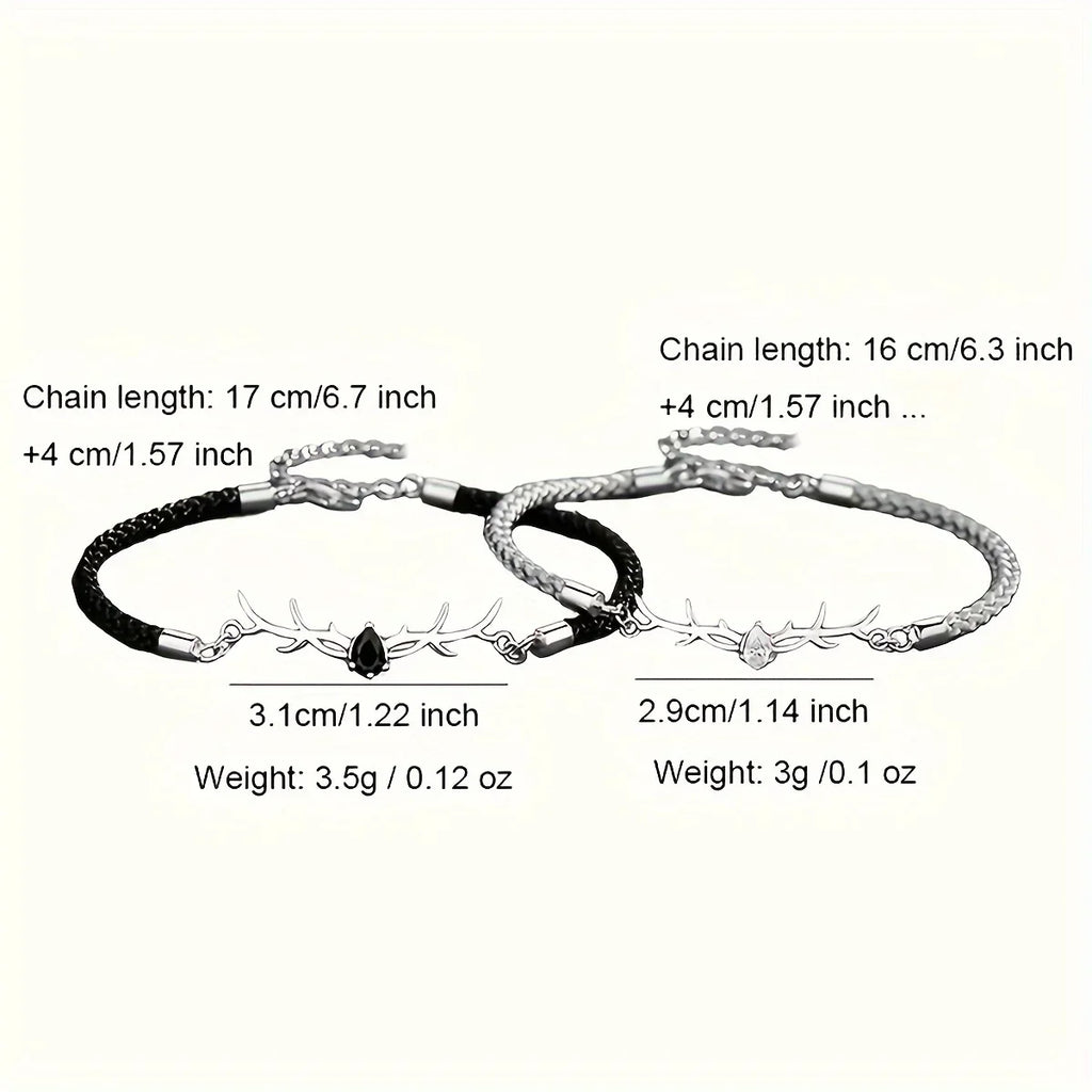 Pulsera de corazón en asta de ciervo con circón