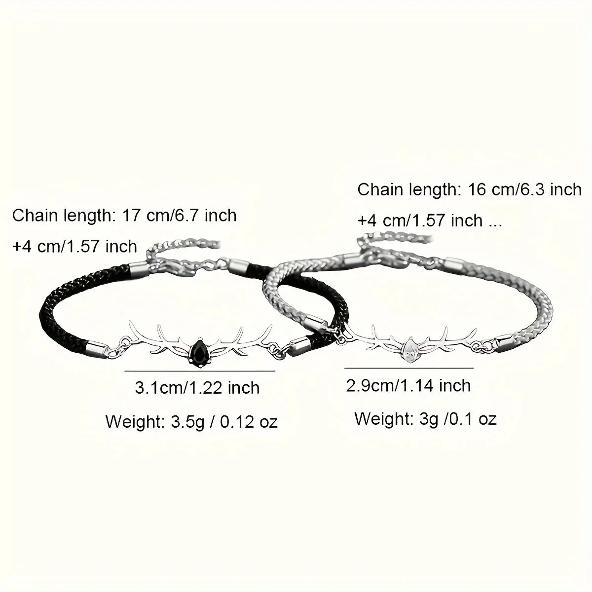 Pulsera de corazón en asta de ciervo con circón
