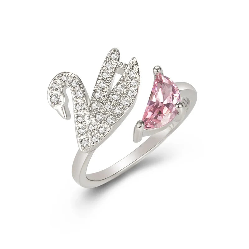 Anillo de cisne en cristal, ajustable