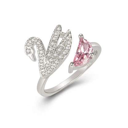 Anillo de cisne en cristal, ajustable
