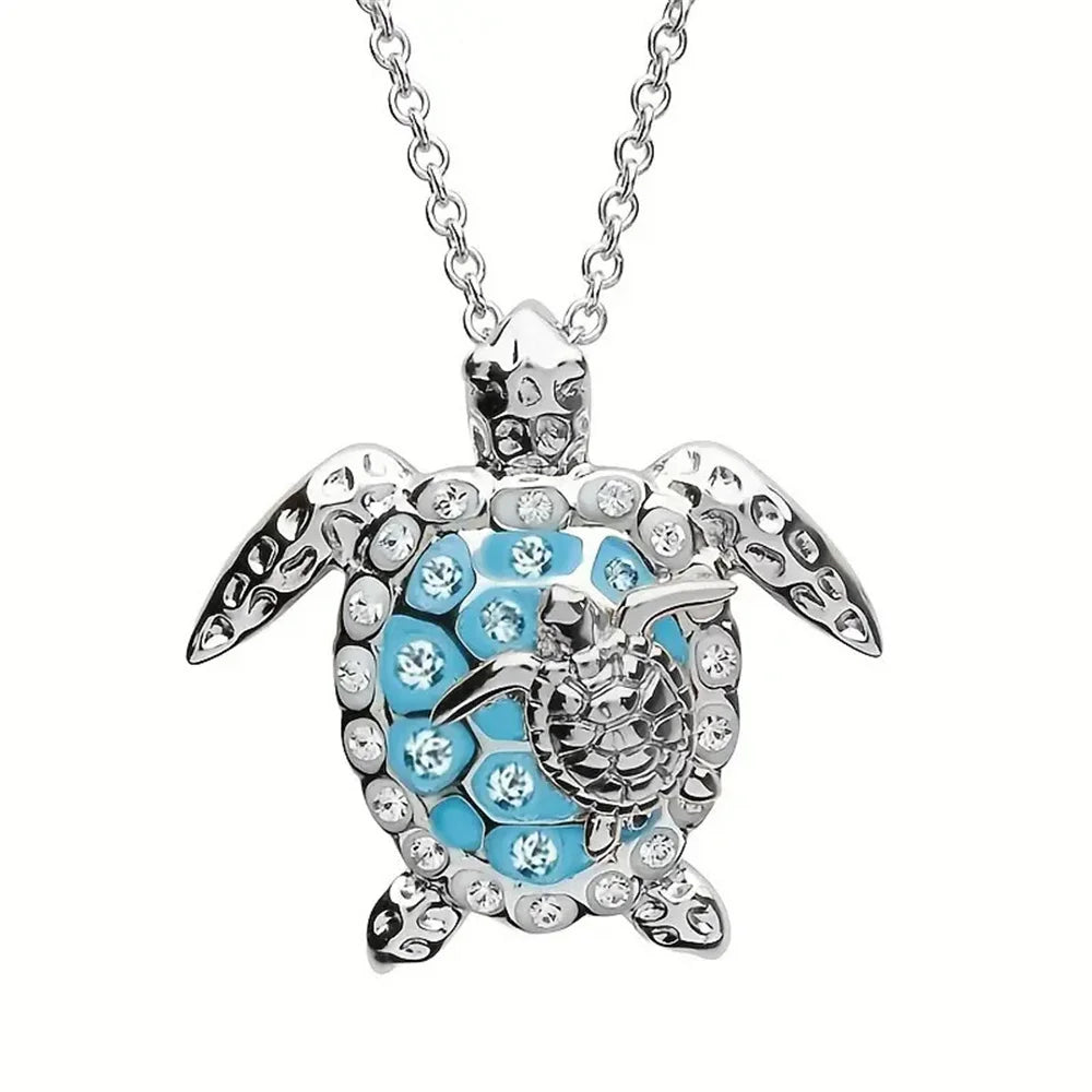 Colgante de tortuga marina en plata vintage