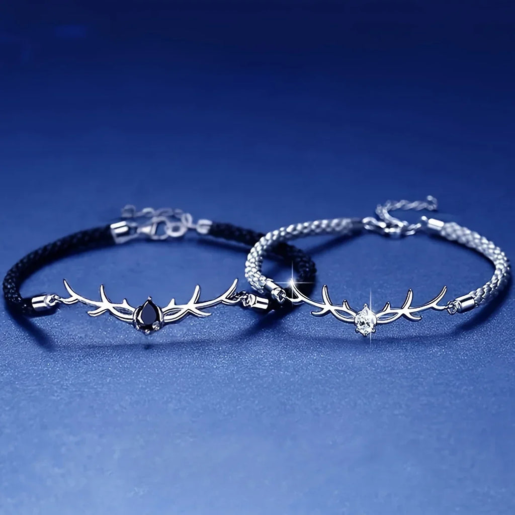 Pulsera de corazón en asta de ciervo con circón