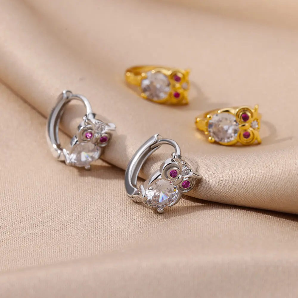 Pendientes de aro de animales en cristal