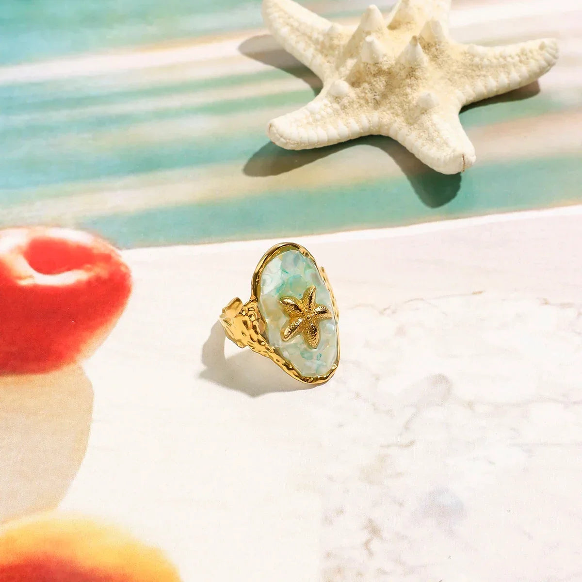 Anillo de concha y estrella de mar