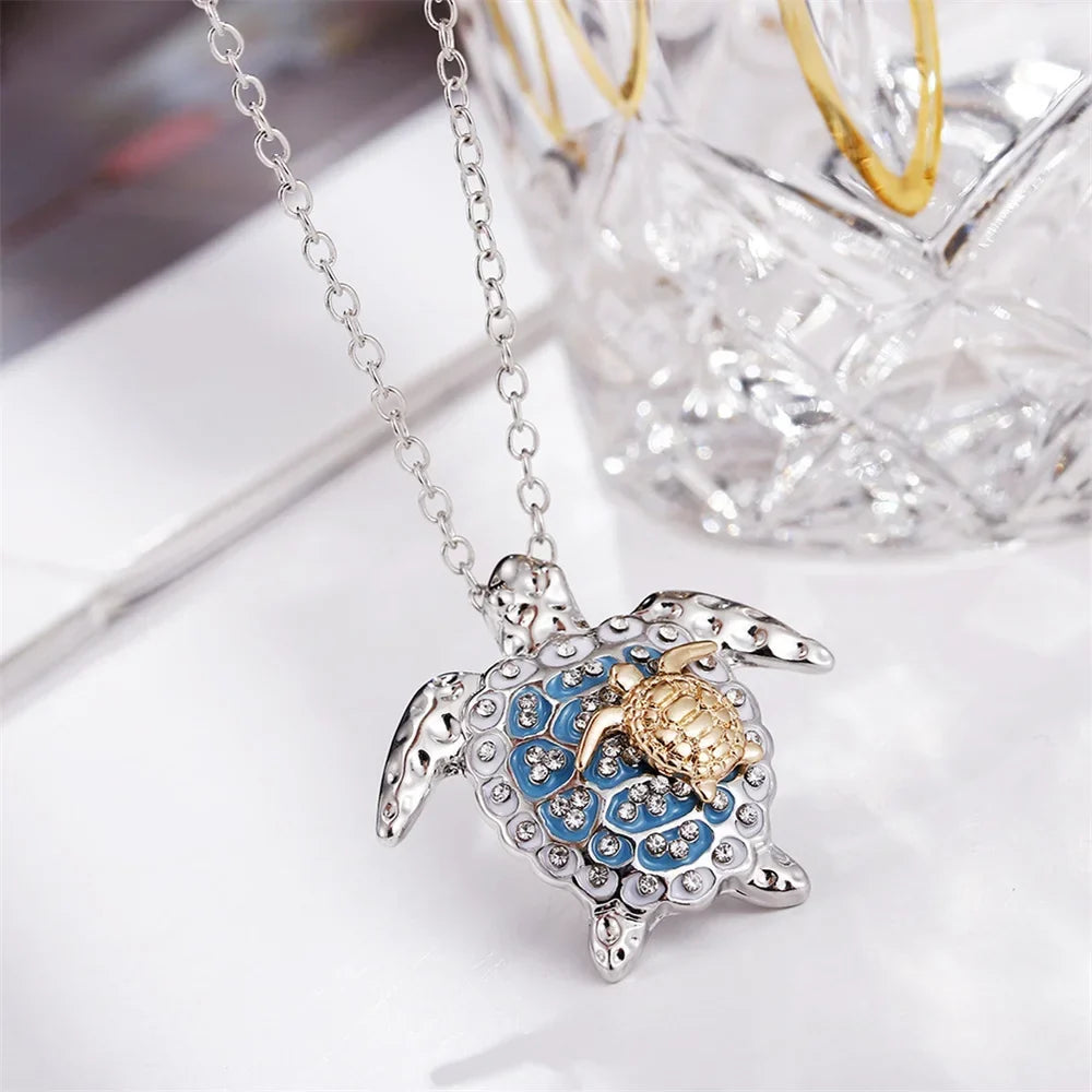 Colgante de tortuga marina en plata vintage