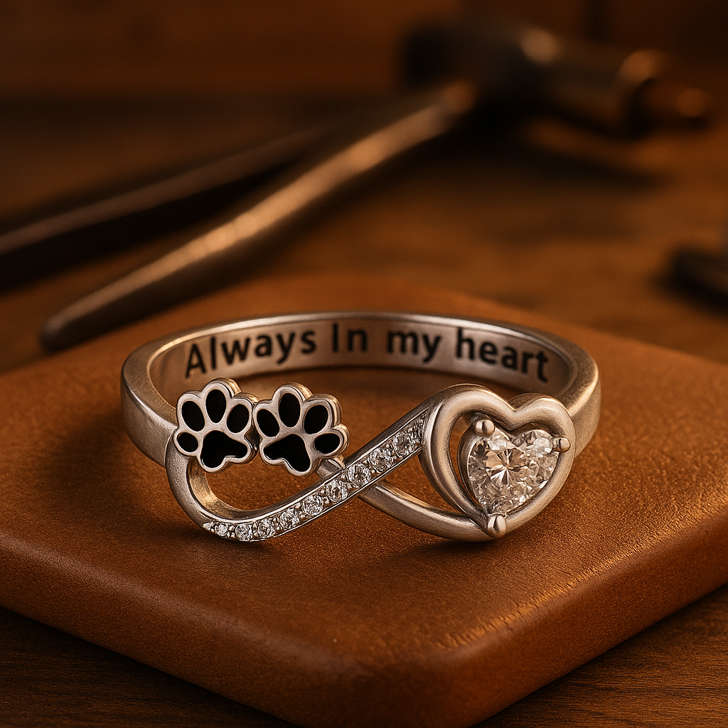 Anillo de circonita con corazón e infinito