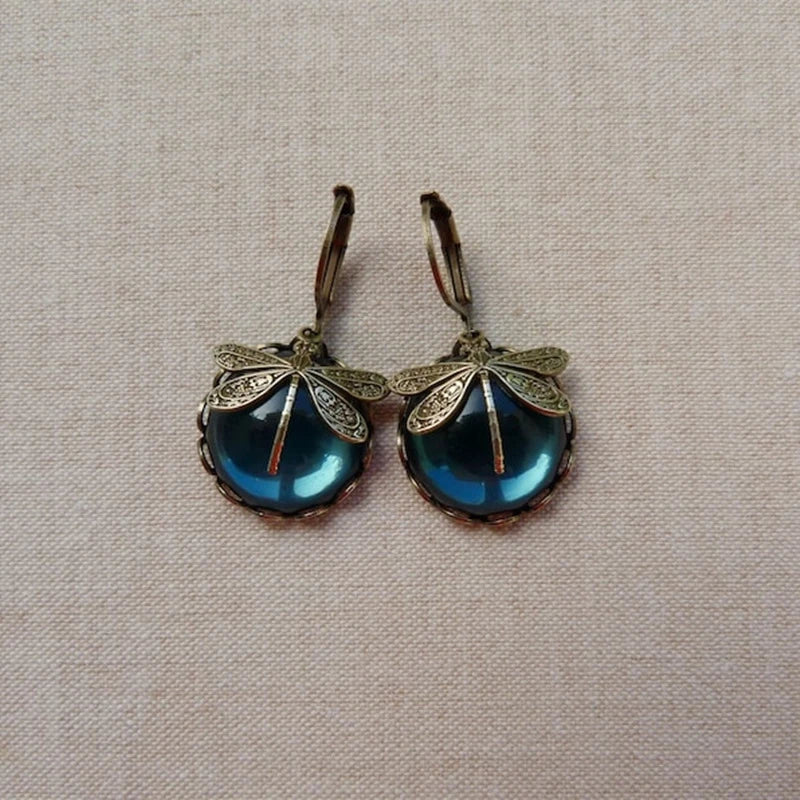 Pendientes de libélula en oro antiguo