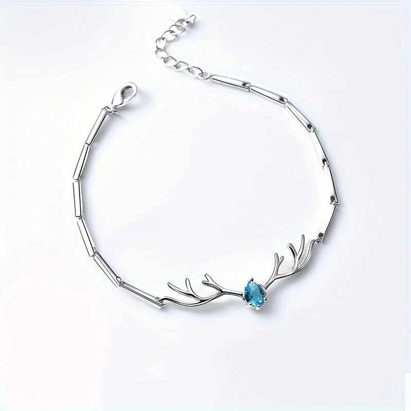 Pulsera de corazón en asta de ciervo con circón
