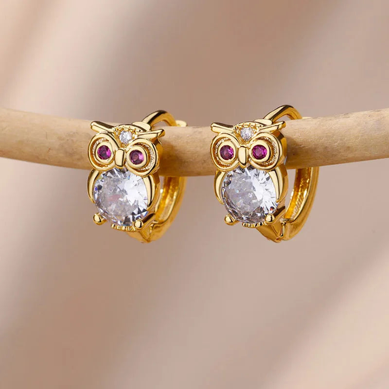Pendientes de aro de animales en cristal