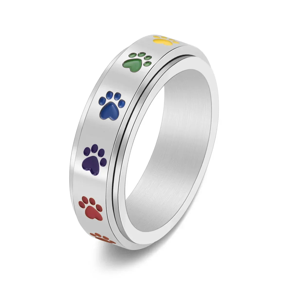 Anillo antiestrés giratorio con huellas