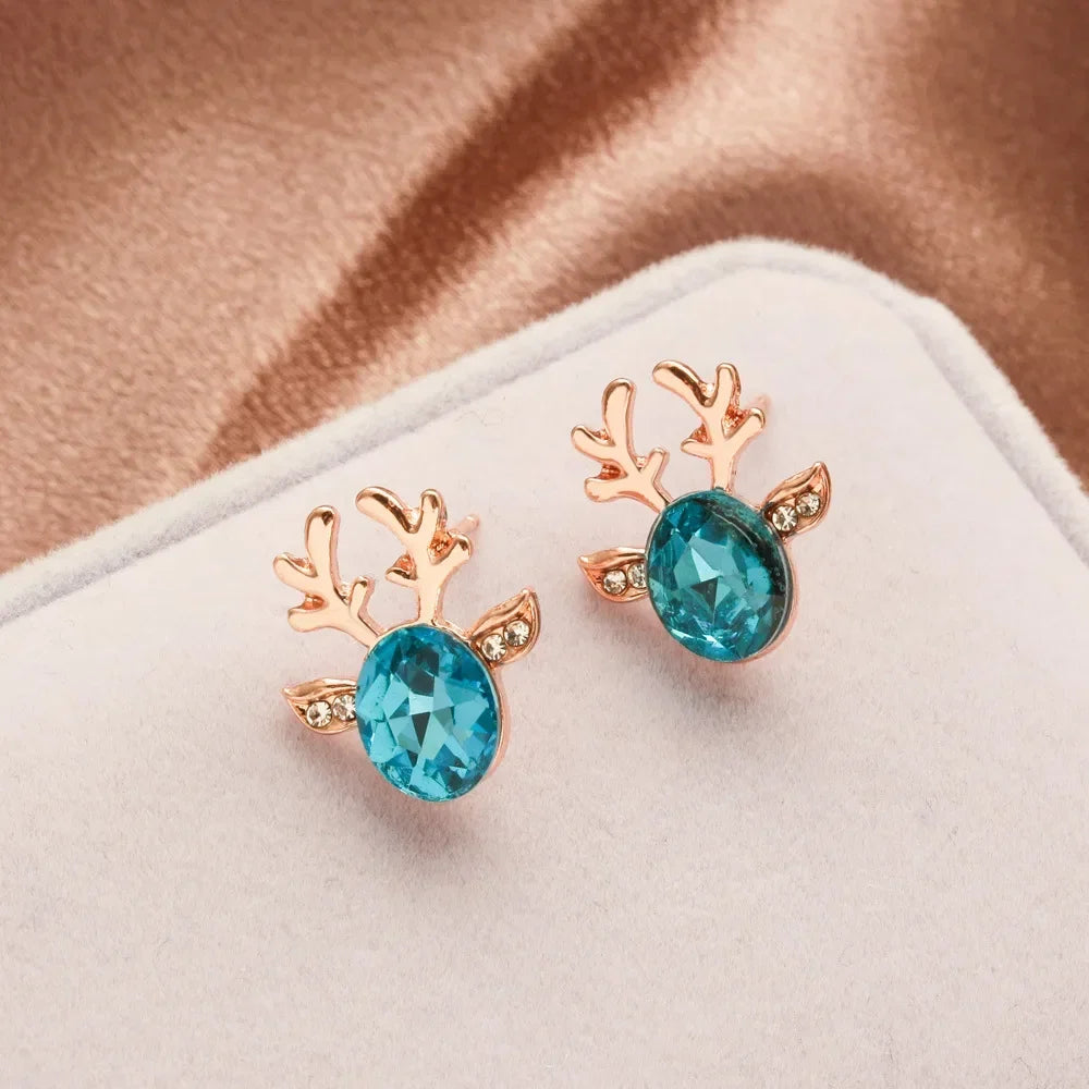 Pendientes de cristal reno festivo