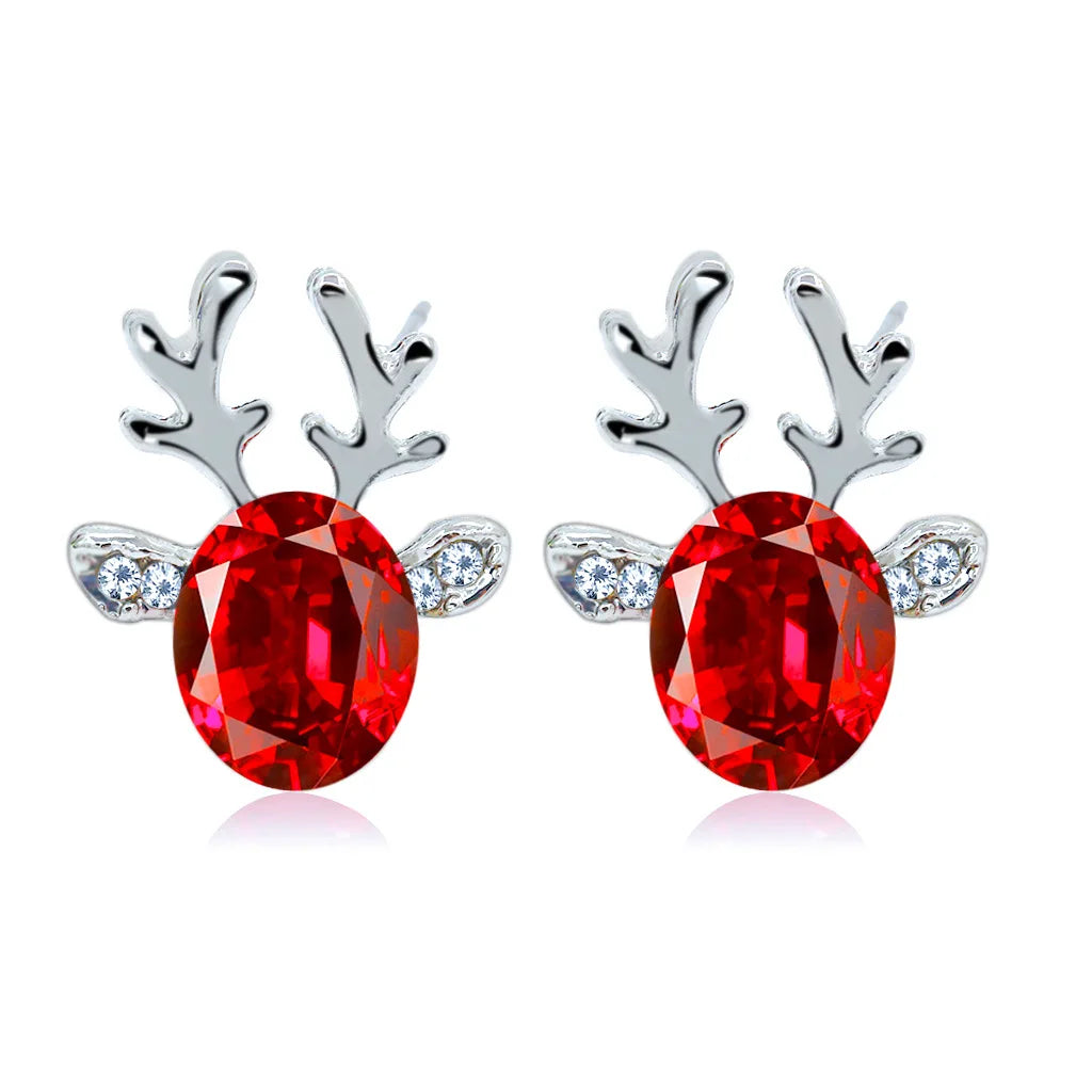 Pendientes de cristal reno festivo