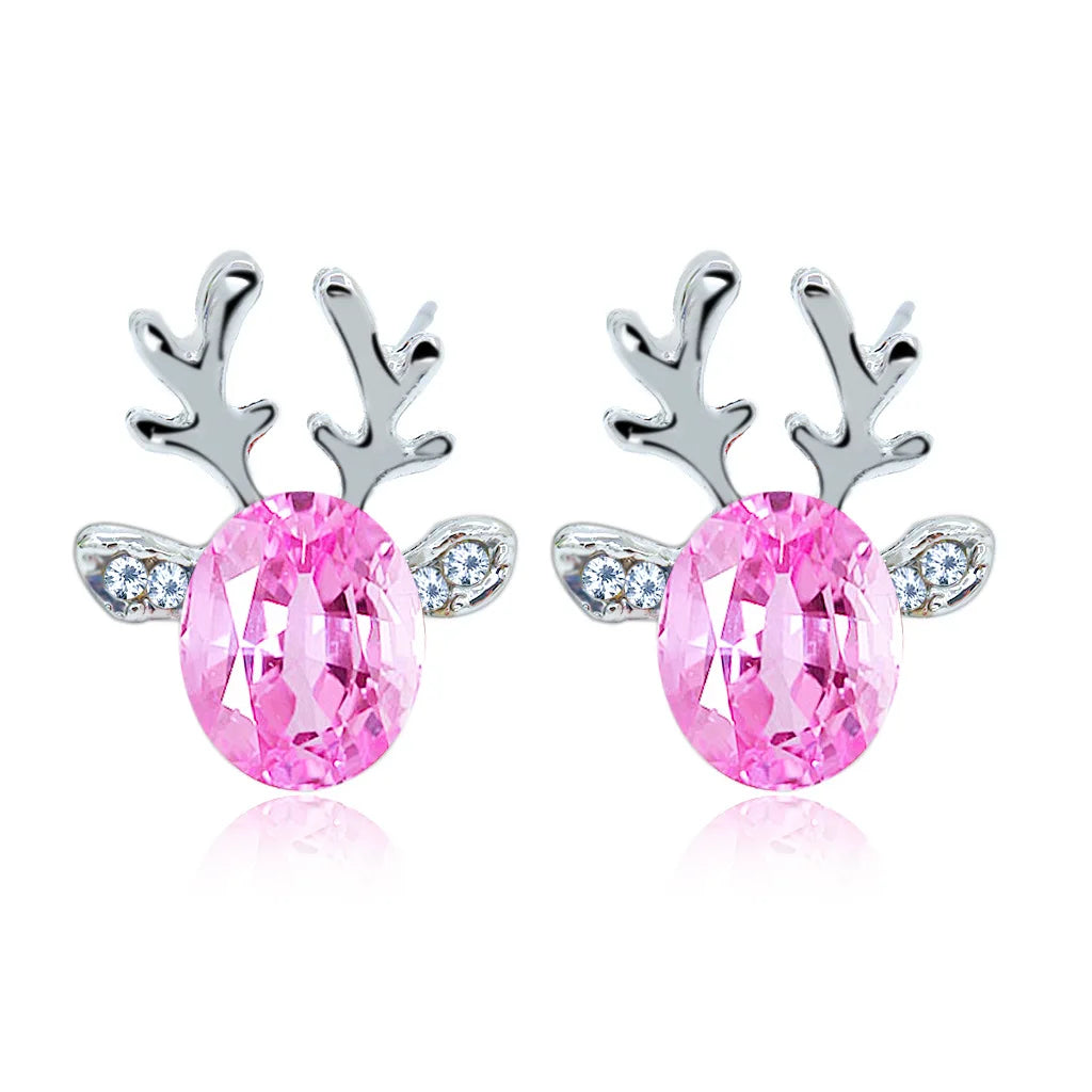 Pendientes de cristal reno festivo
