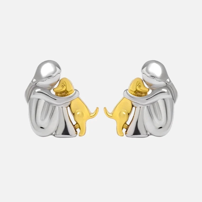 Pendientes huggie bicolor plata y oro