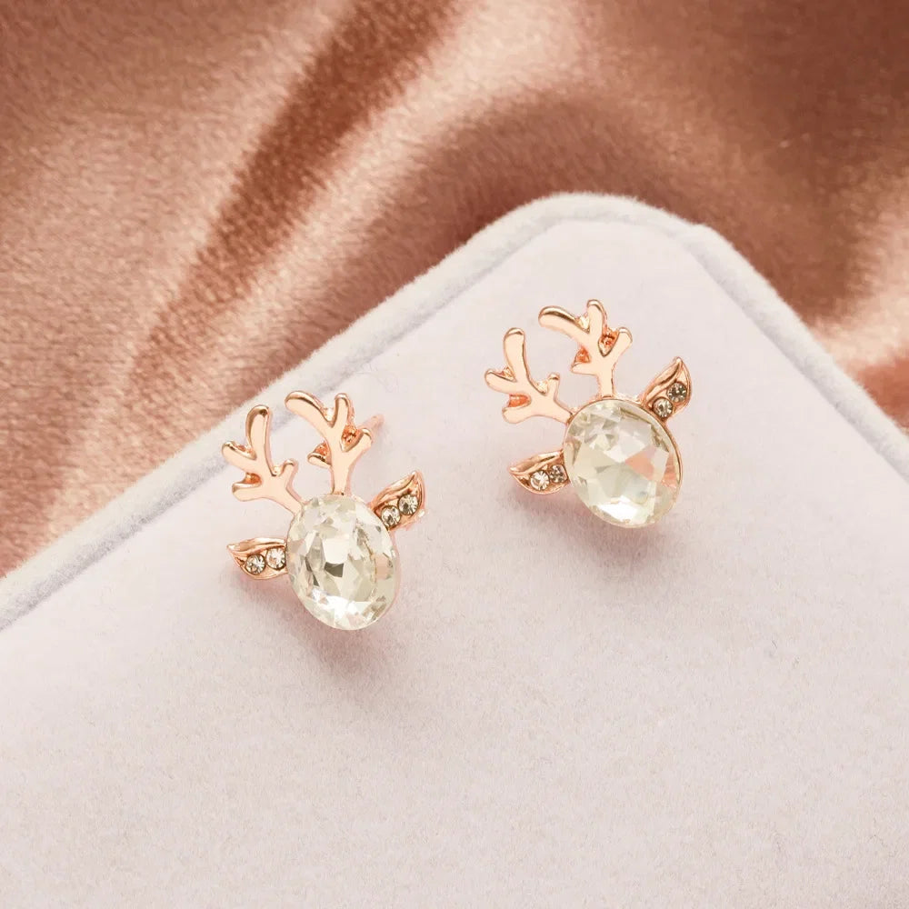 Pendientes de cristal reno festivo
