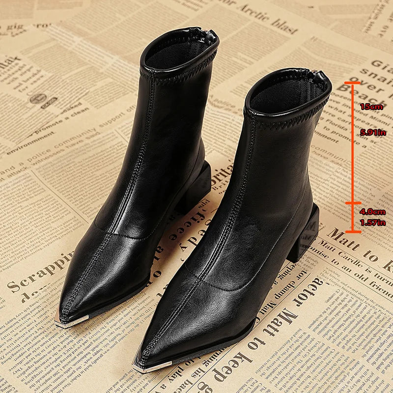 Verona | Botines de punta con tacón ancho y plataforma