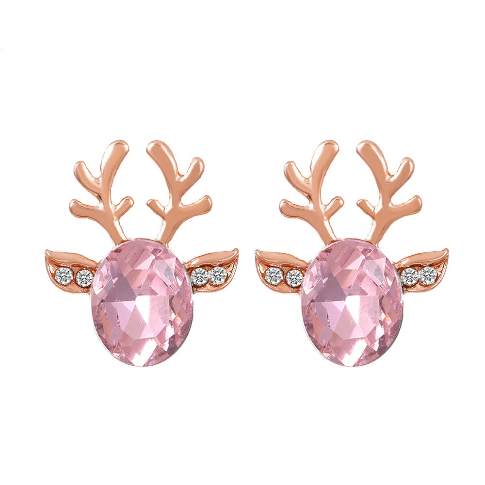 Pendientes de cristal reno festivo