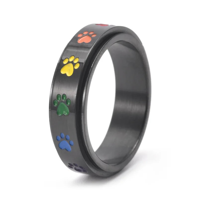 Anillo antiestrés giratorio con huellas