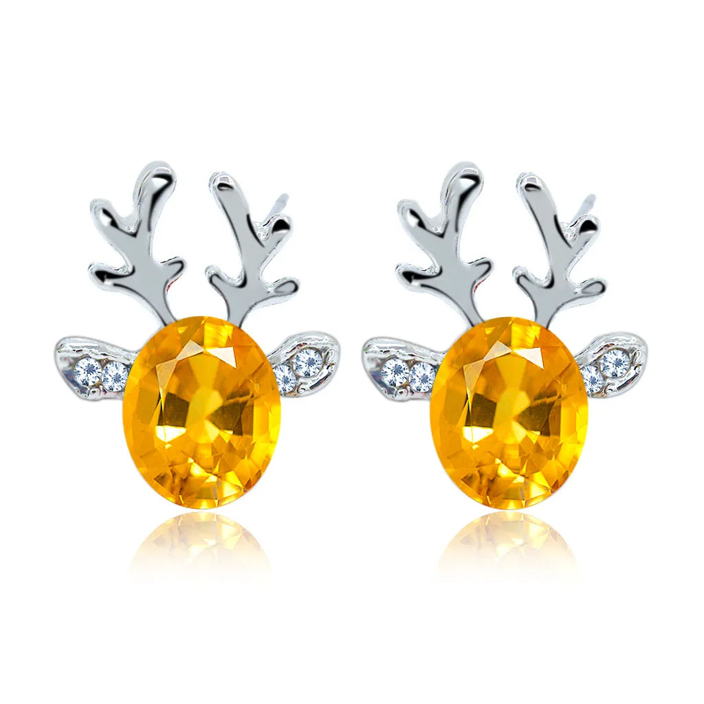 Pendientes de cristal reno festivo