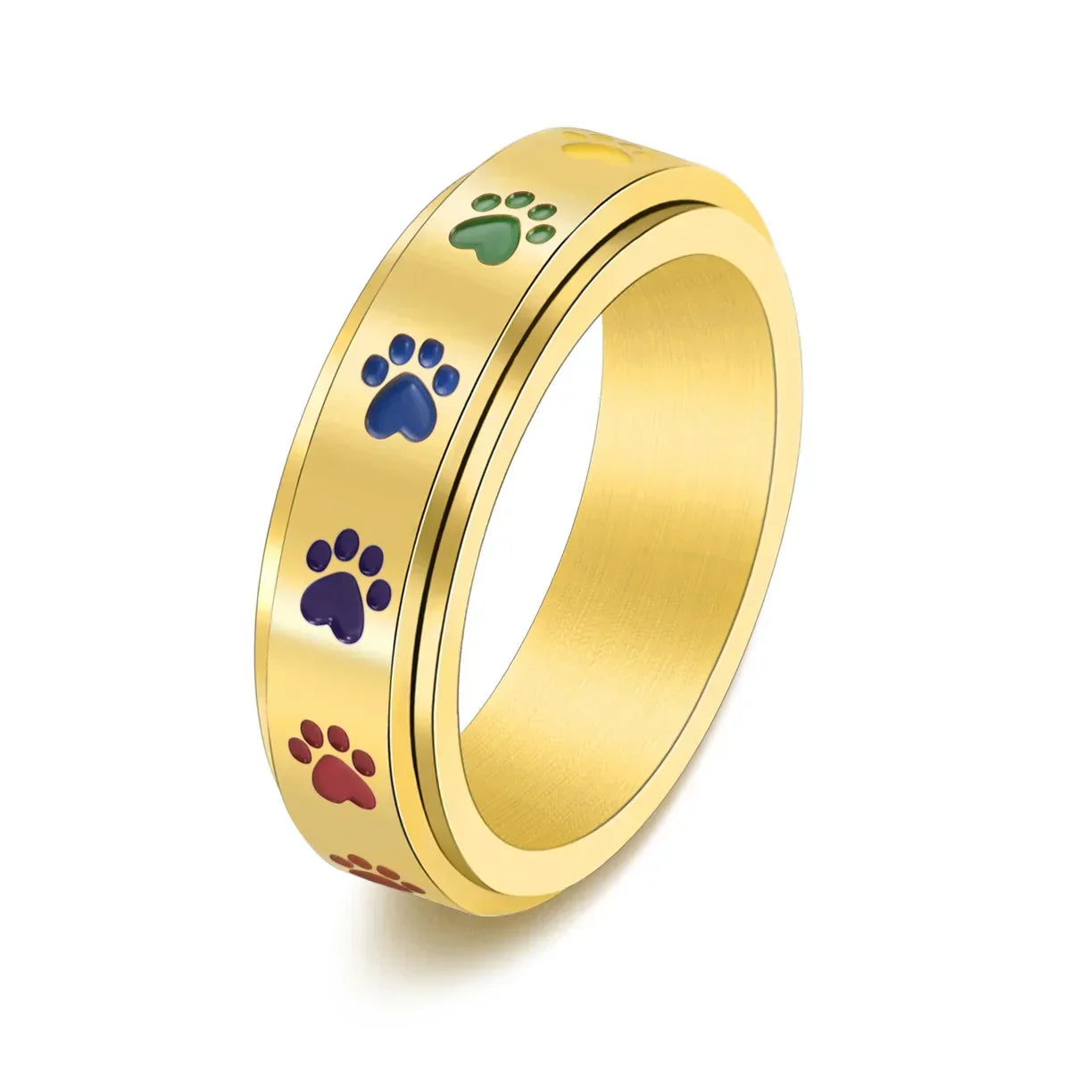 Anillo antiestrés giratorio con huellas
