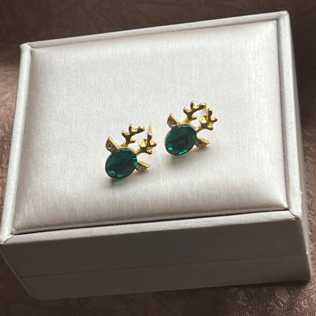 Pendientes de cristal reno festivo