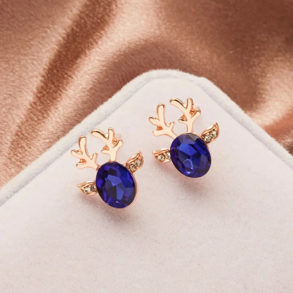Pendientes de cristal reno festivo