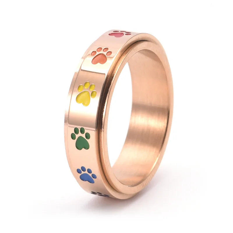 Anillo antiestrés giratorio con huellas