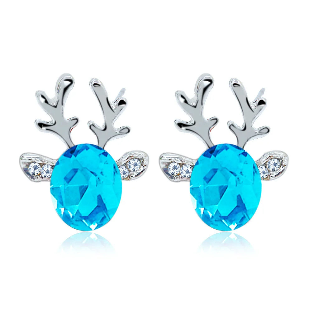 Pendientes de cristal reno festivo